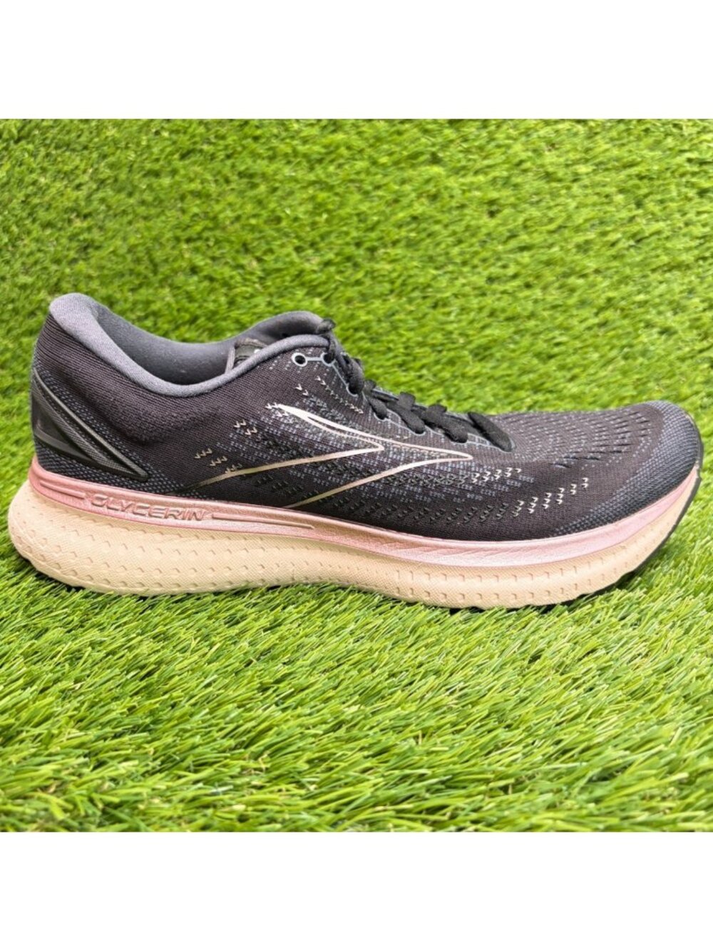 Brooks Glycerin 19 Womens Size 10.5 Black Pink Athletic Running Shoes Sneakers